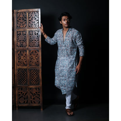 Traditional Multicolor Printed Kurta - Men's Ethnic Festive Wear