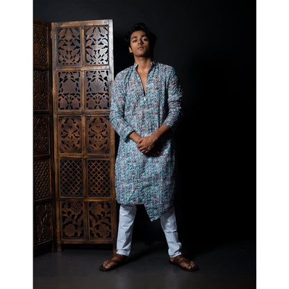 Traditional Multicolor Printed Kurta - Men's Ethnic Festive Wear