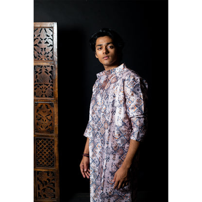 Ethnic Splendor: Men's Multicolor Printed Kurta