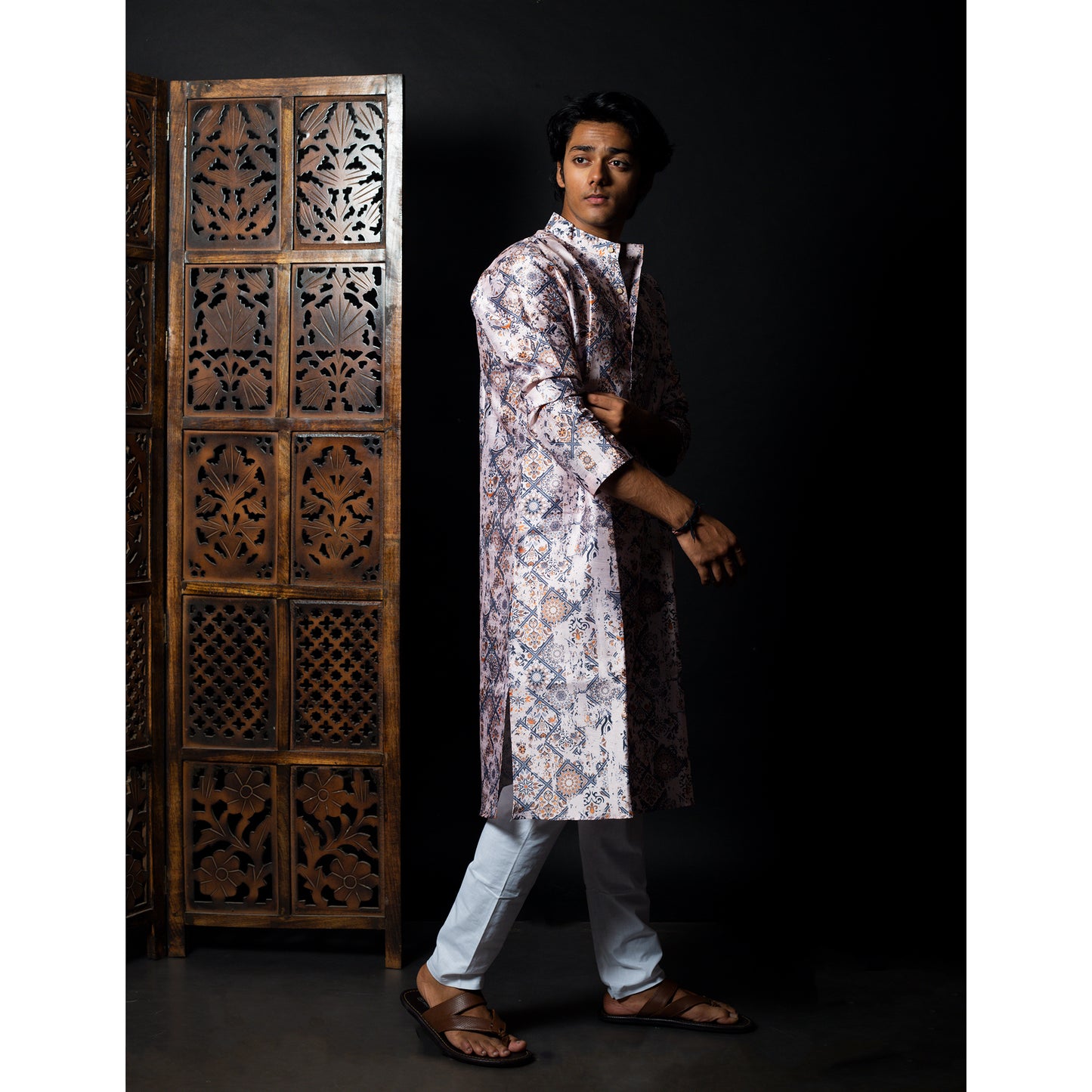 Ethnic Splendor: Men's Multicolor Printed Kurta