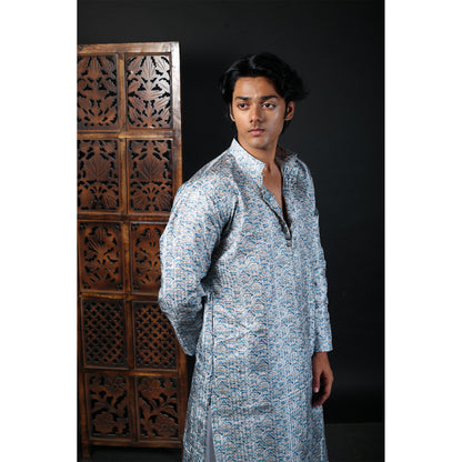 Elegant Blue Printed Kurta for Men