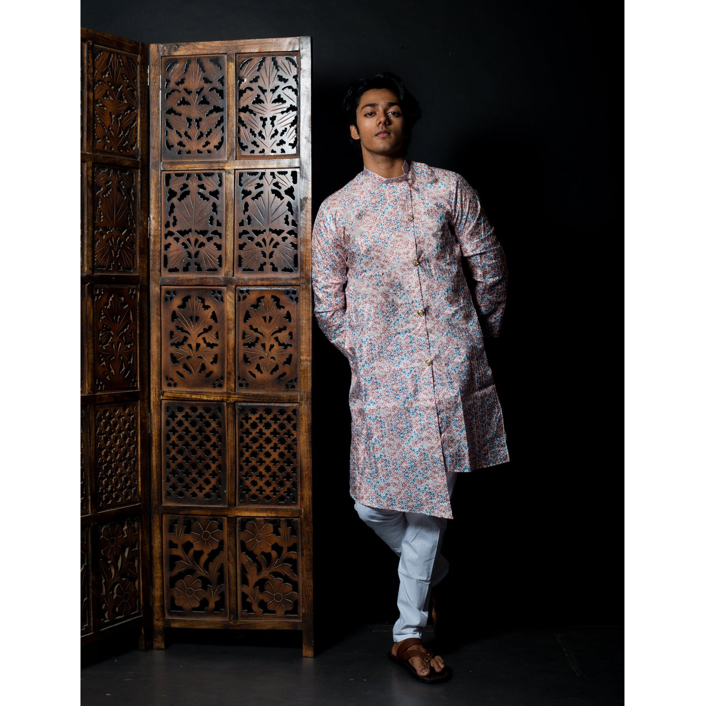 Traditional Pastel Printed Kurta - Modern Ethnic Men's Wear