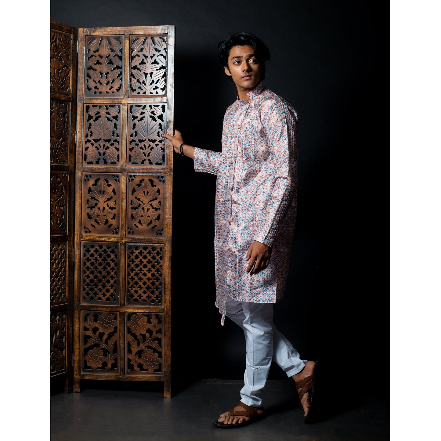 Traditional Pastel Printed Kurta - Modern Ethnic Men's Wear