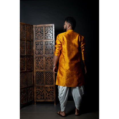 Luxurious Mustard Gold Silk Kurta - Royal Festive Wear