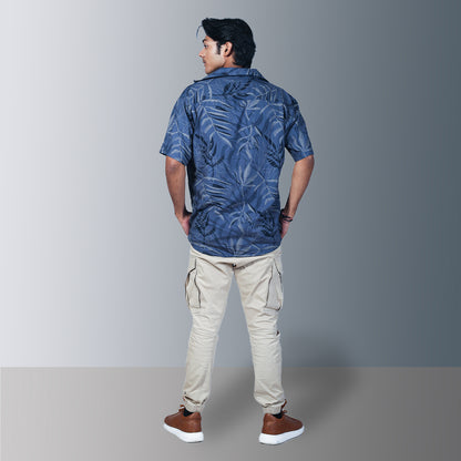 Tropical Blue Printed Half Sleeve Shirt - Casual Men's Outfit