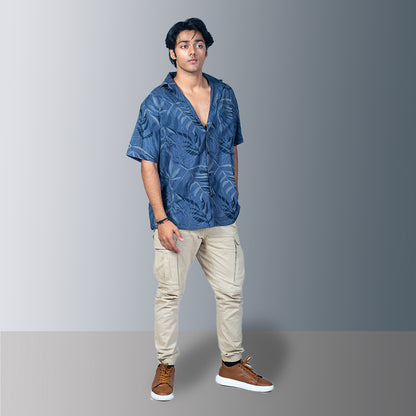 Tropical Blue Printed Half Sleeve Shirt - Casual Men's Outfit